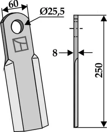 Gerades Messer 250x60mm